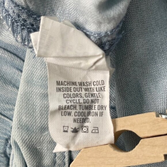 Aerie Chambray Paper Bag Lyocell Camp Shorts XS High Waist Belted Cuffed Blue - Picture 6 of 10